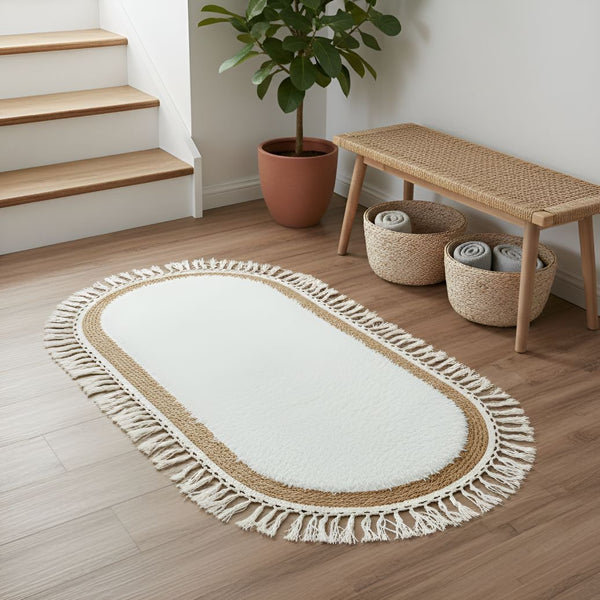 Alfombra ovalada de rattan mediana