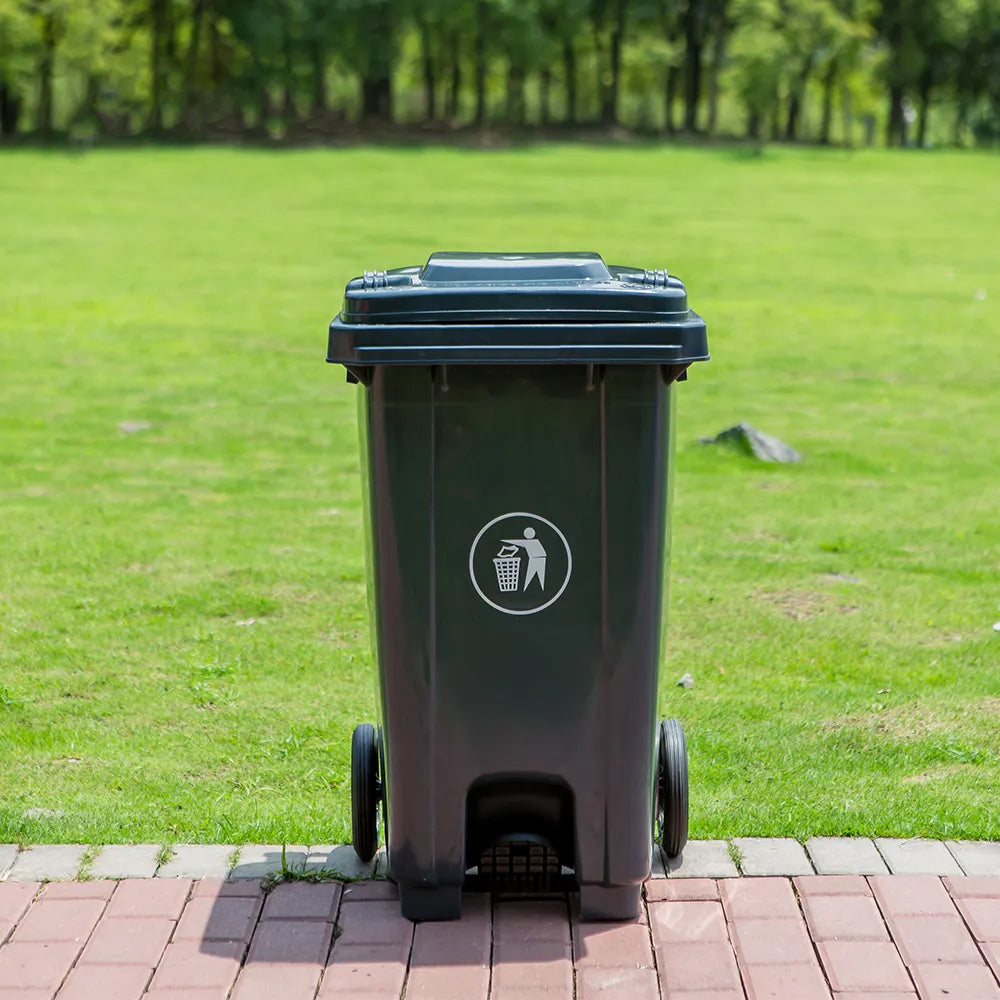 Contenedor Tacho De Basura Con Pedal 120 Litros Reciclaje NEGRO