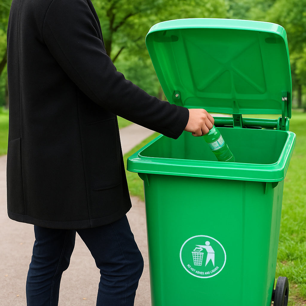 Contenedor Tacho De Basura Con Pedal 120 Litros Reciclaje NEGRO