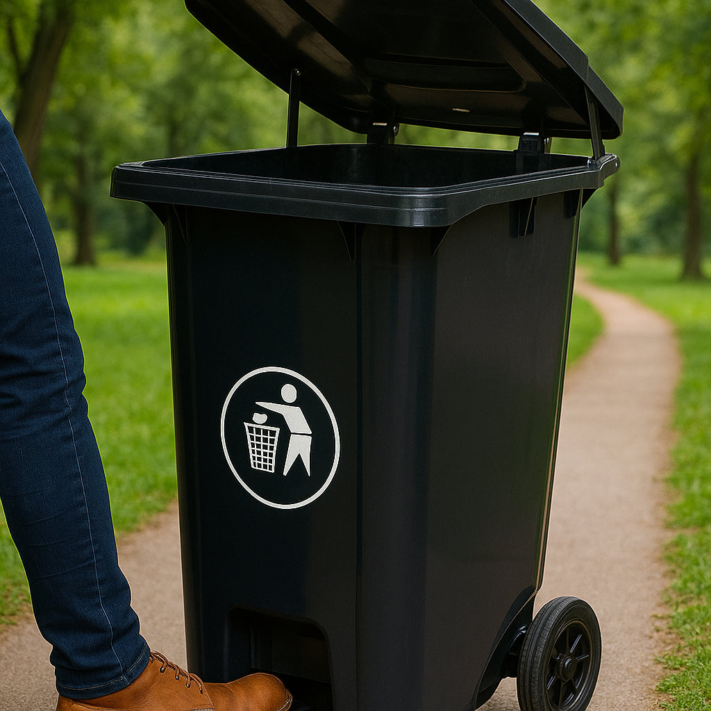 Contenedor Tacho De Basura Con Pedal 120 Litros Reciclaje NEGRO