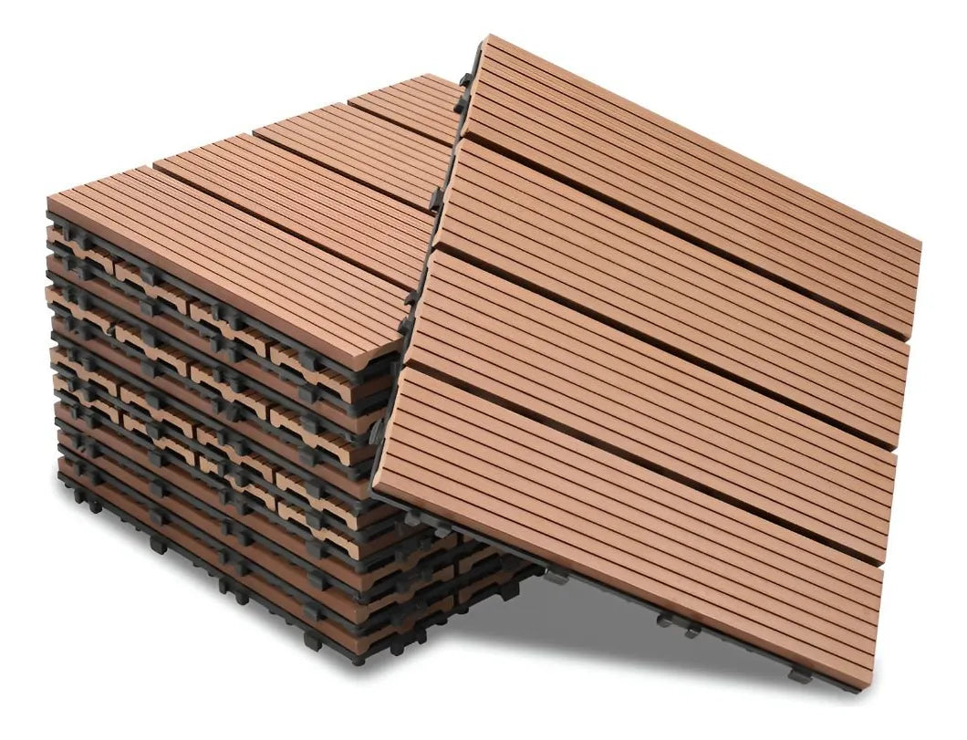 Baldosa Piso Deck Modular Wpc 30x30cm Encastrable Exterior 