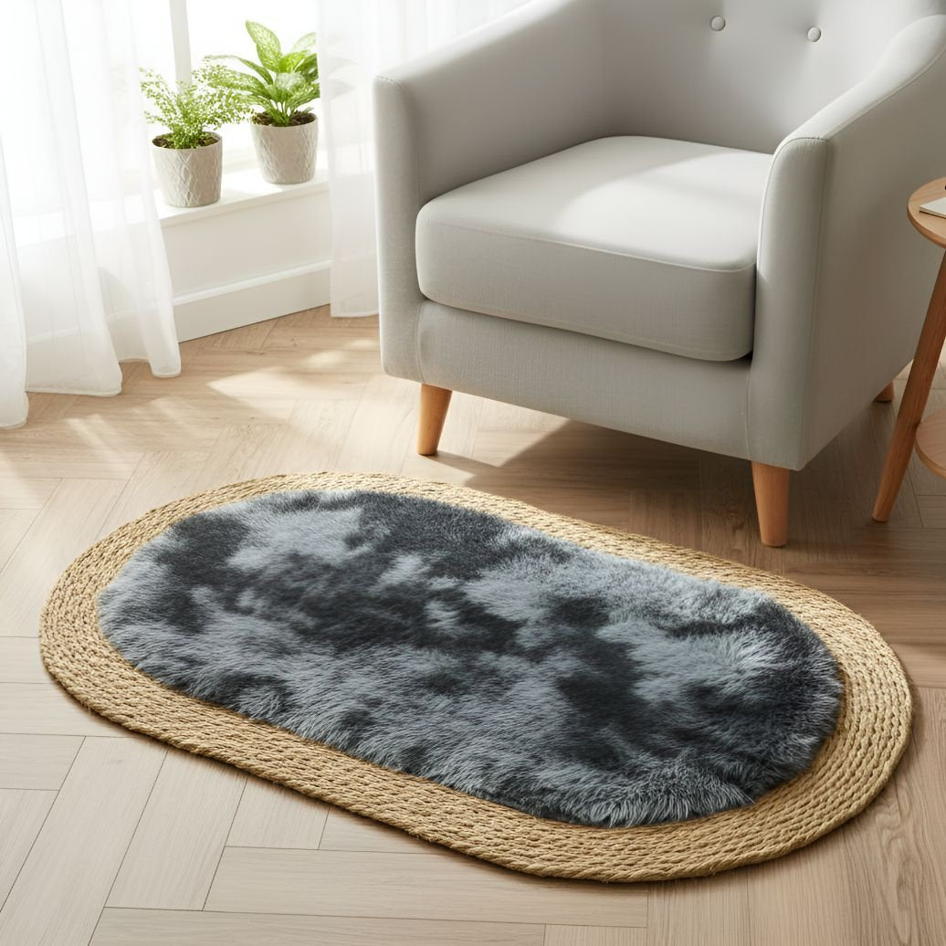 Alfombra ovalada de rattan