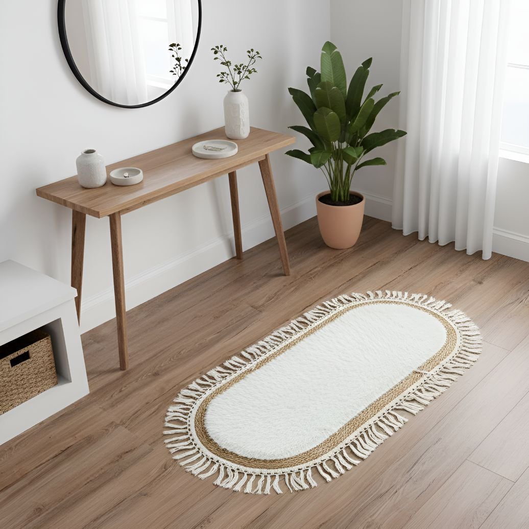 Alfombra ovalada de rattan mediana