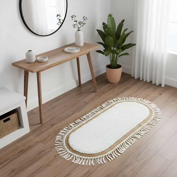 Alfombra ovalada de rattan mediana