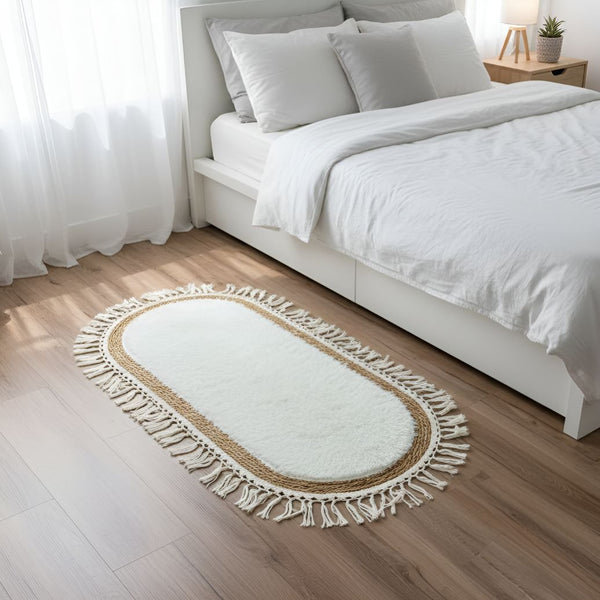 Alfombra ovalada de rattan mediana