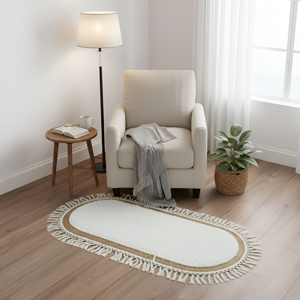 Alfombra ovalada de rattan mediana
