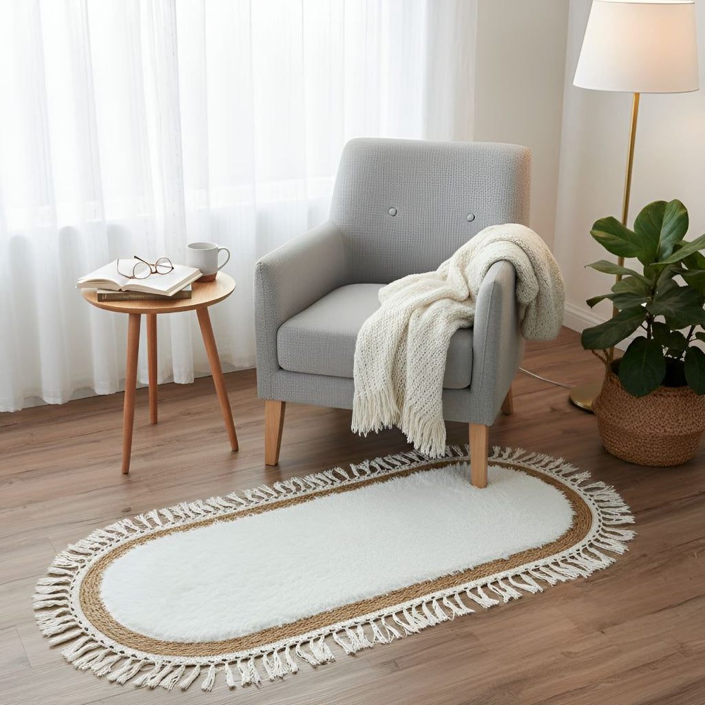 Alfombra ovalada de rattan mediana
