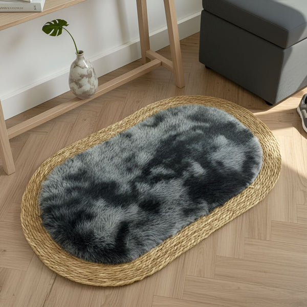 Alfombra ovalada de rattan