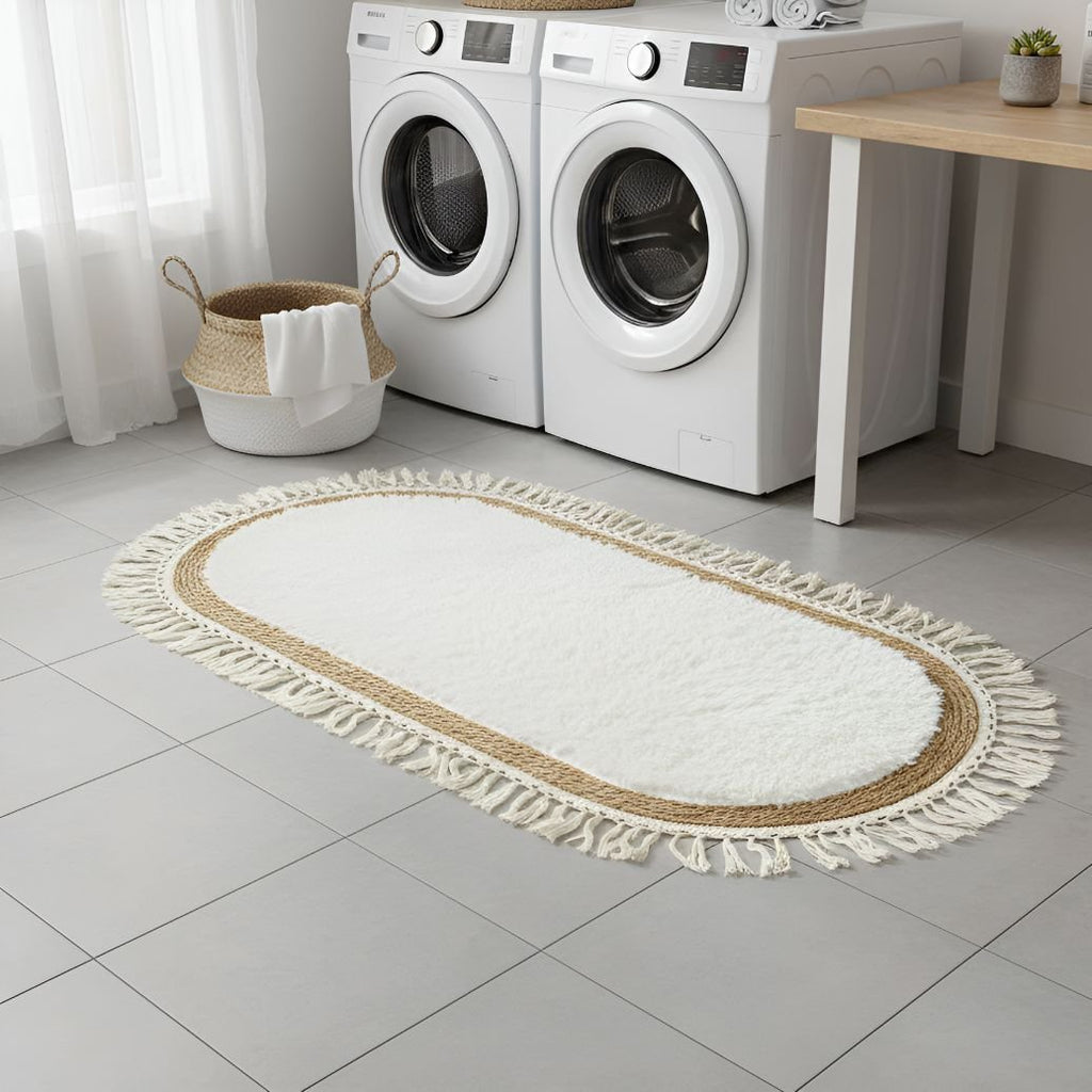Alfombra ovalada de rattan grande