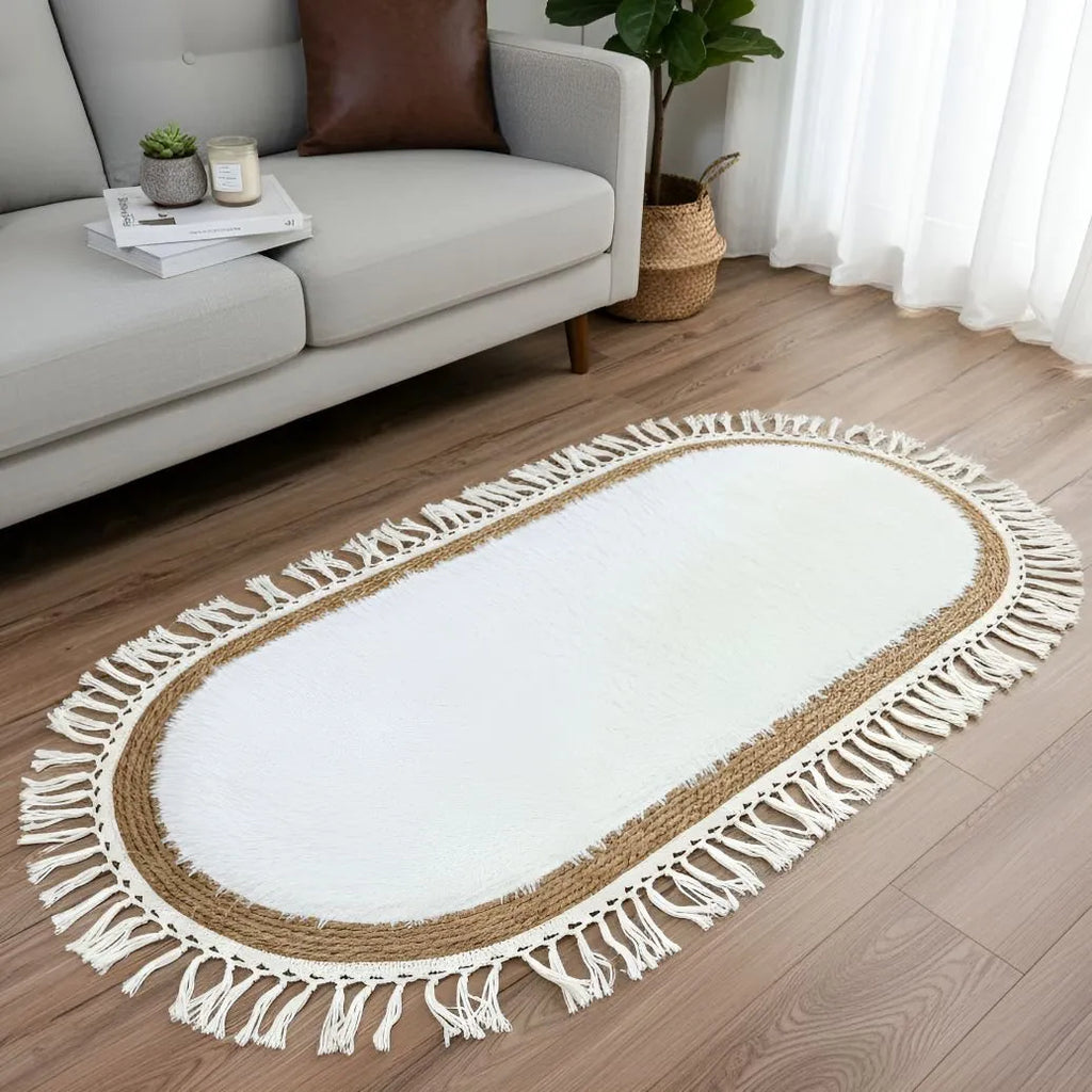 Alfombra ovalada de rattan grande