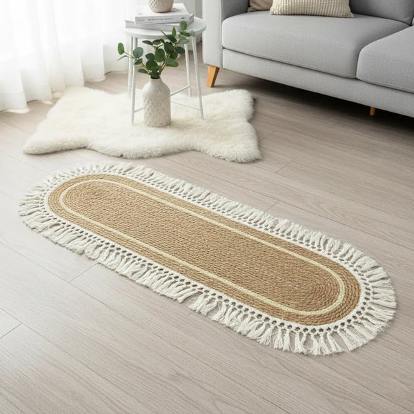 Alfombra ovalada de rattan