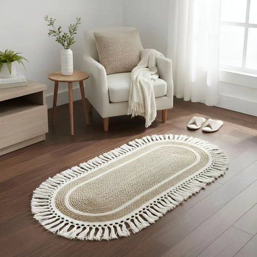 Alfombra ovalada de rattan