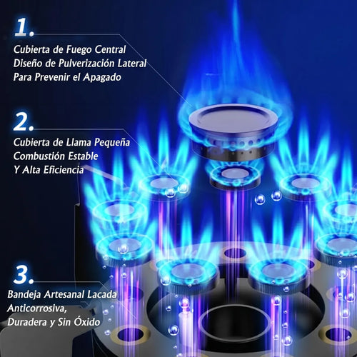 Anafe de vidrio templado a gas de 2 hornallas