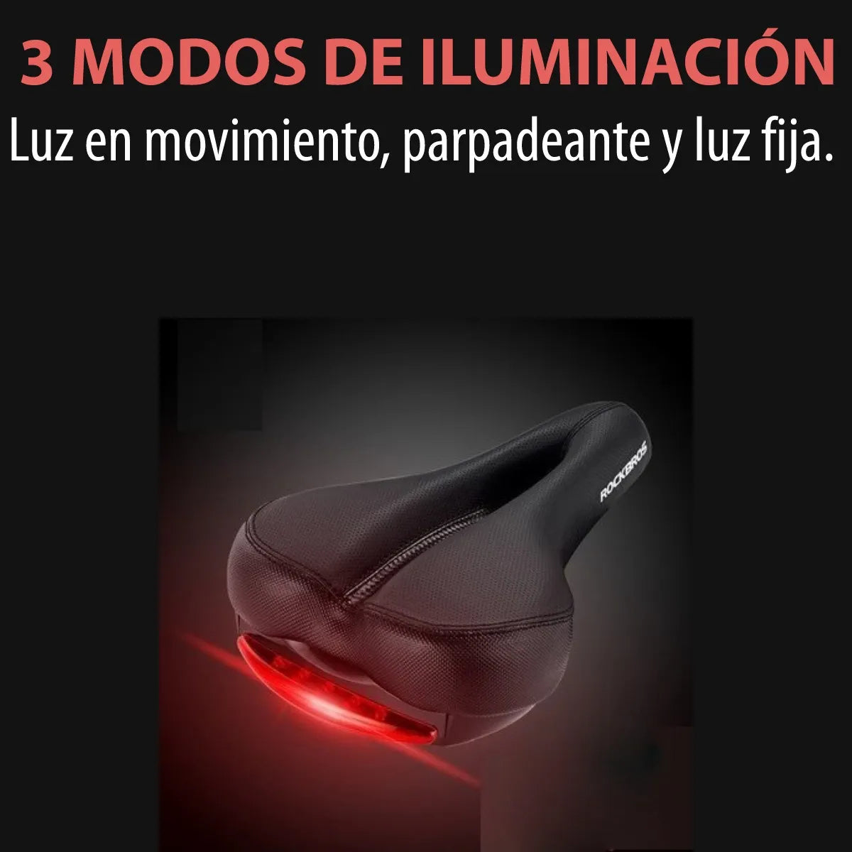 Asiento para bicicleta con luz LED trasera