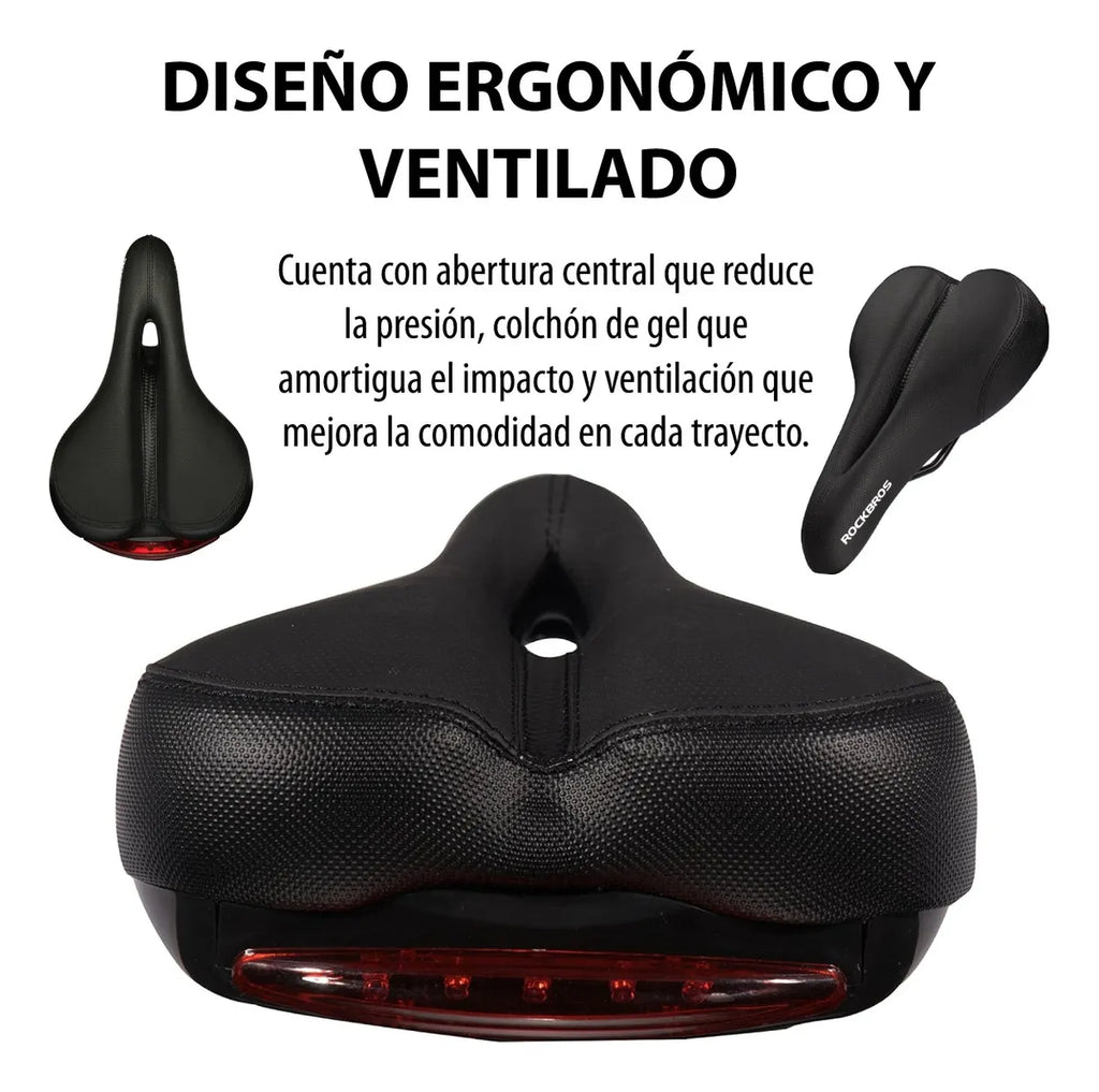 Asiento para bicicleta con luz LED trasera