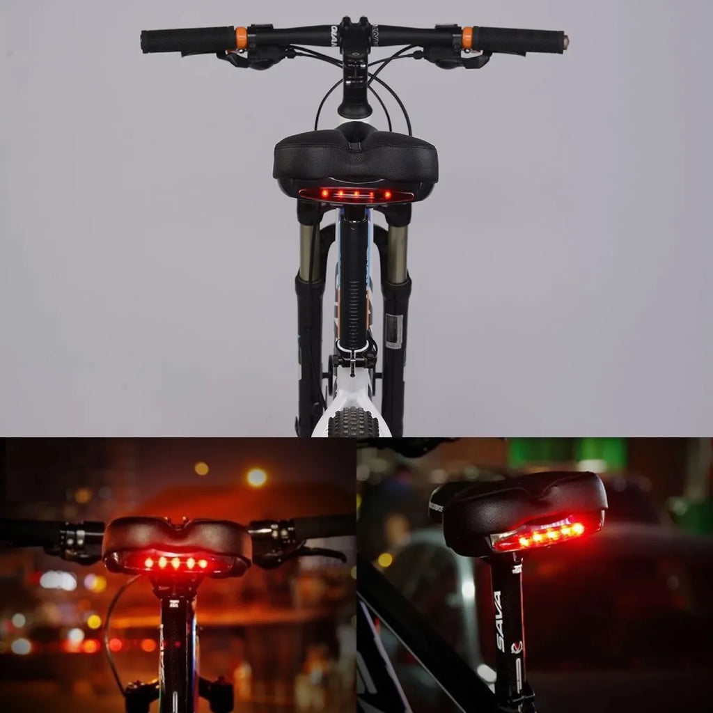 Asiento para bicicleta con luz LED trasera