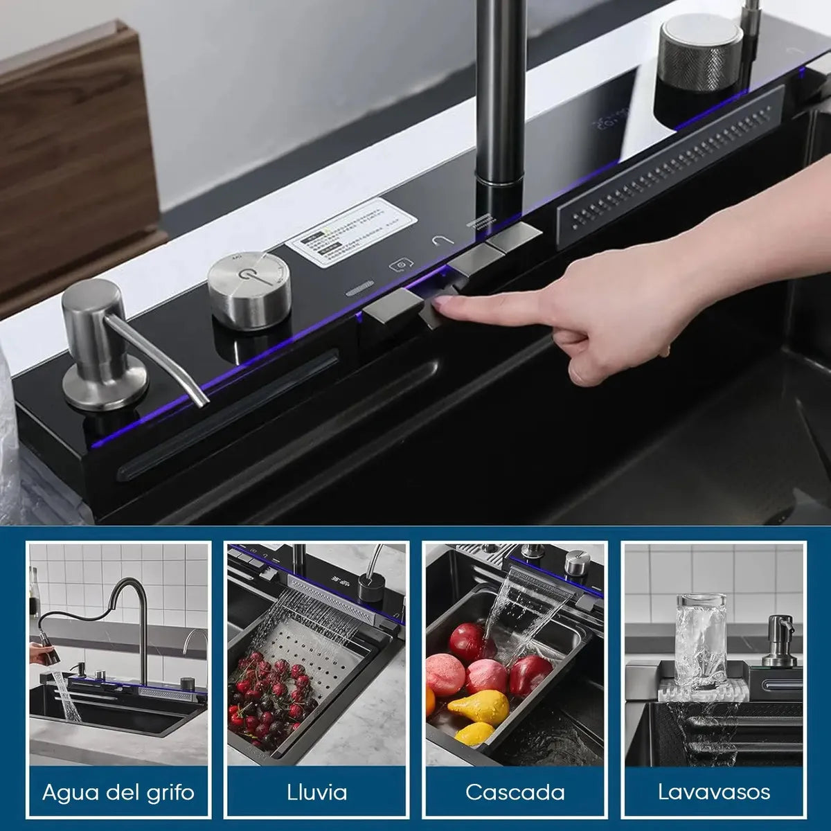 Bacha multifuncional para cocina en acero inoxidable