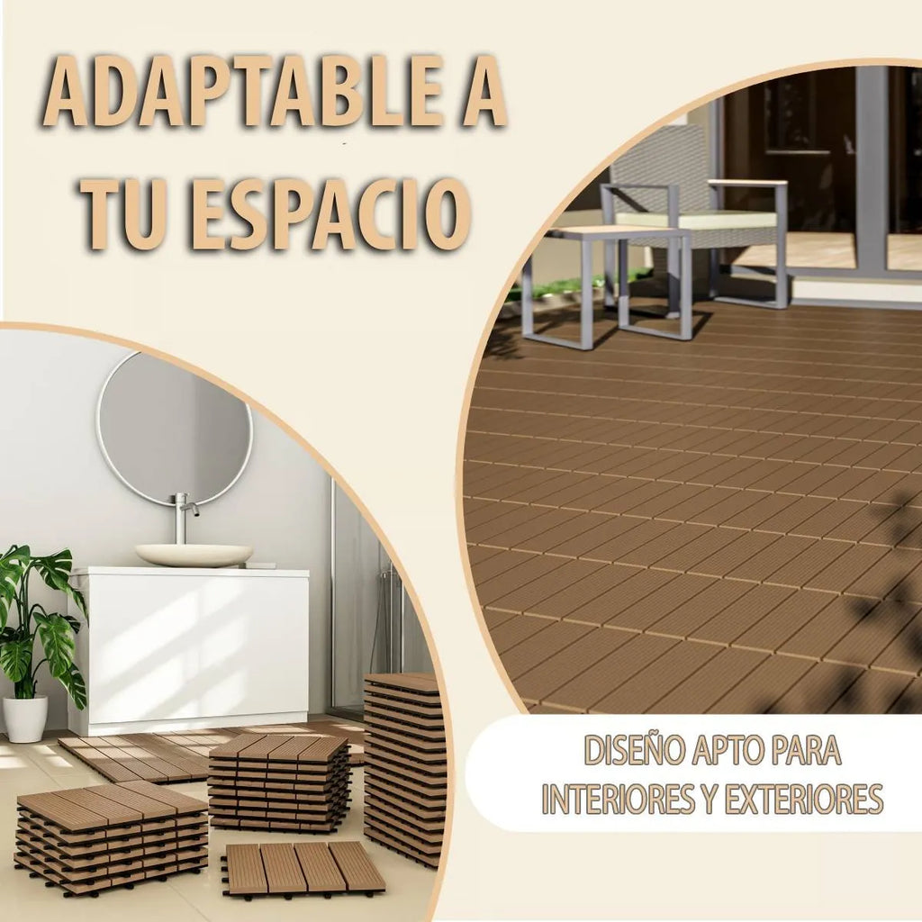 Baldosa Piso Deck Modular Wpc 30x30cm Encastrable Exterior