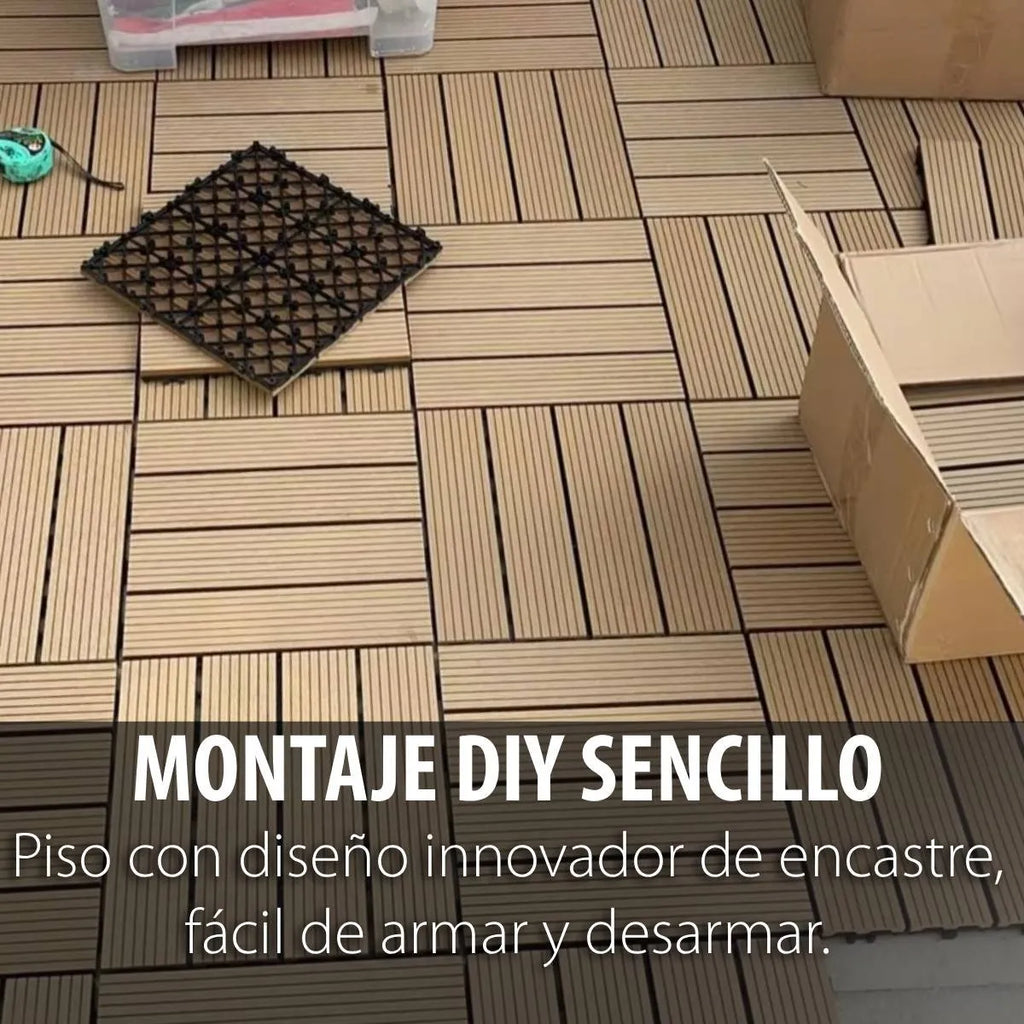 Baldosa Piso Deck Modular Wpc 30x30cm Encastrable Exterior