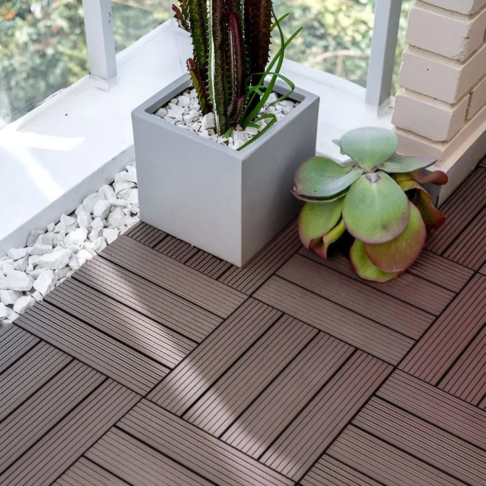 Baldosa Piso Deck Modular Wpc 30x30cm Encastrable Exterior