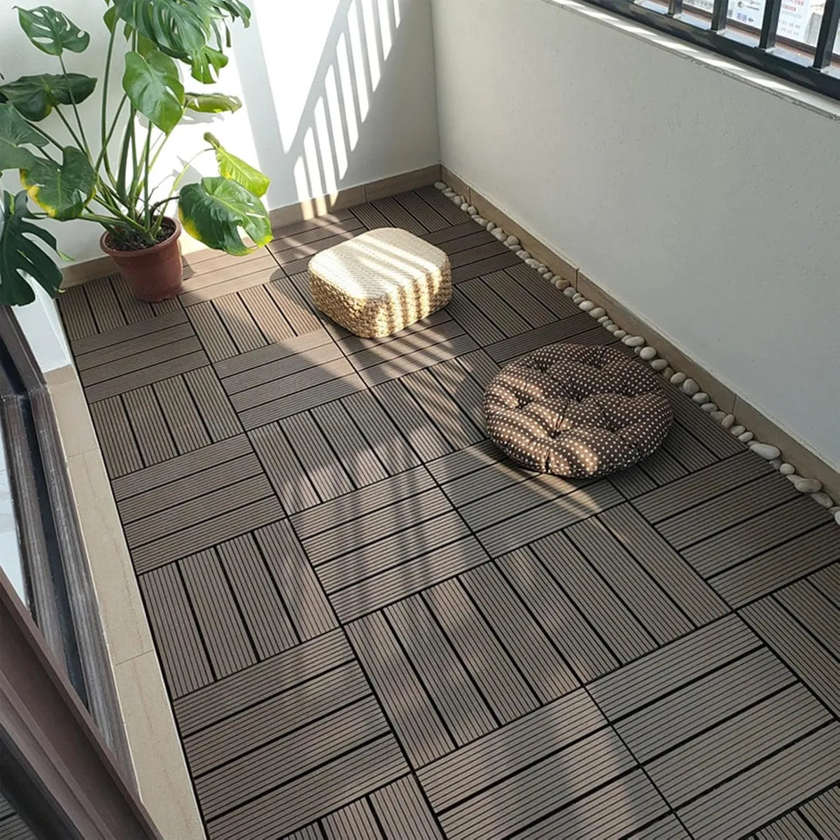 Baldosa Piso Deck Modular Wpc 30x30cm Encastrable Exterior