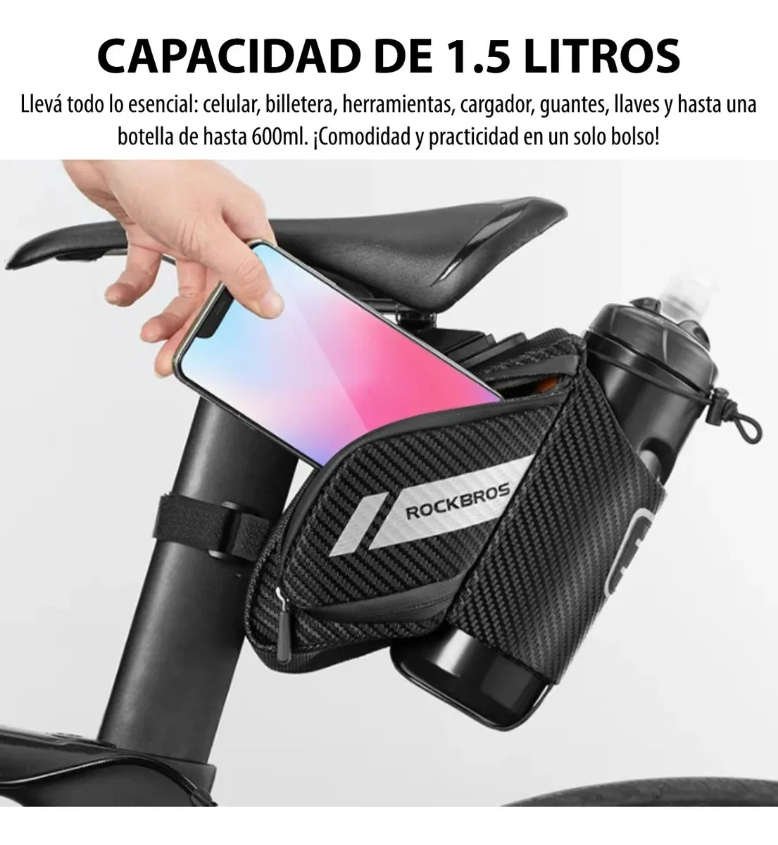 Bolso Rockbros para bicicleta con porta caramañola