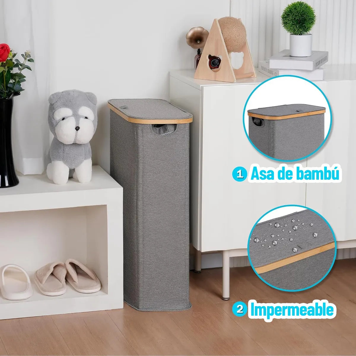 Canasto organizador plegable con tapa