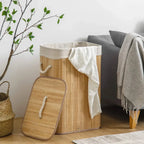 Canasto Cesto Ropa Sucia Pleglable Look Bambu Grande Tapa Ql