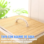 Canasto Cesto Ropa Sucia Pleglable Look Bambu Grande Tapa Ql