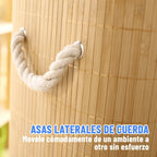 Canasto Cesto Ropa Sucia Pleglable Look Bambu Grande Tapa Ql