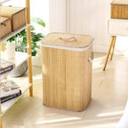 Canasto Cesto Ropa Sucia Pleglable Look Bambu Grande Tapa Ql