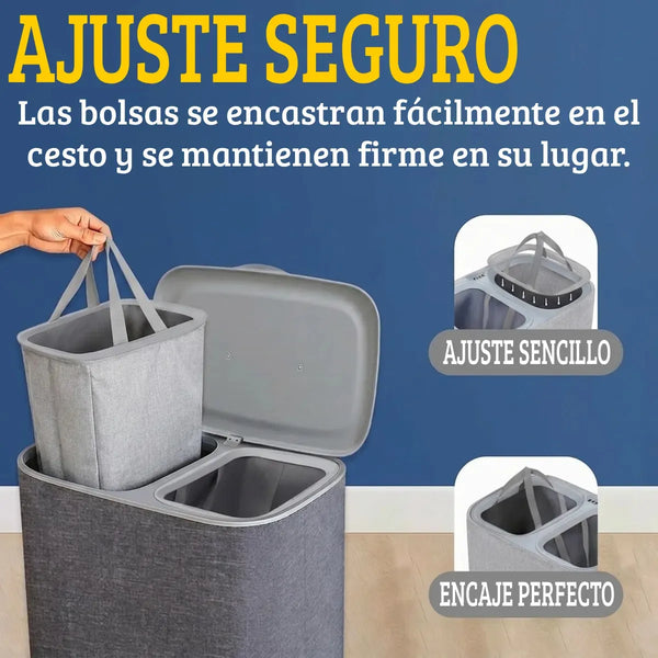 Canasto para ropa sucia con separador y tapa