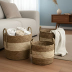 Set de 3 canastos organizadores estilo ratan