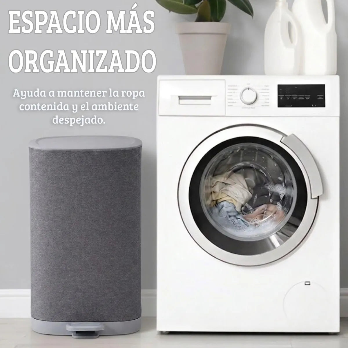 Cesto organizador de tela con pedal