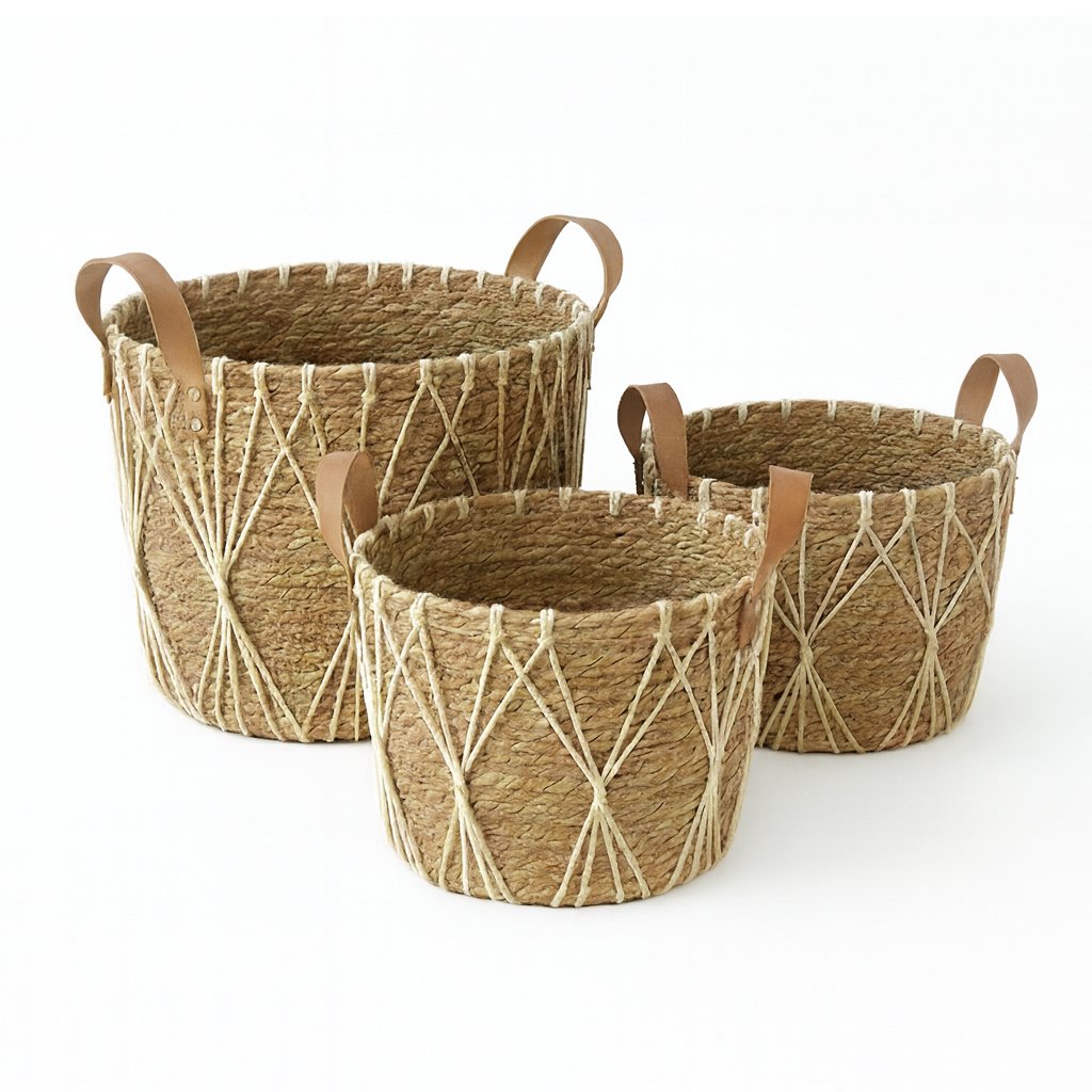 Set de 3 canastos organizadores en fibra natural