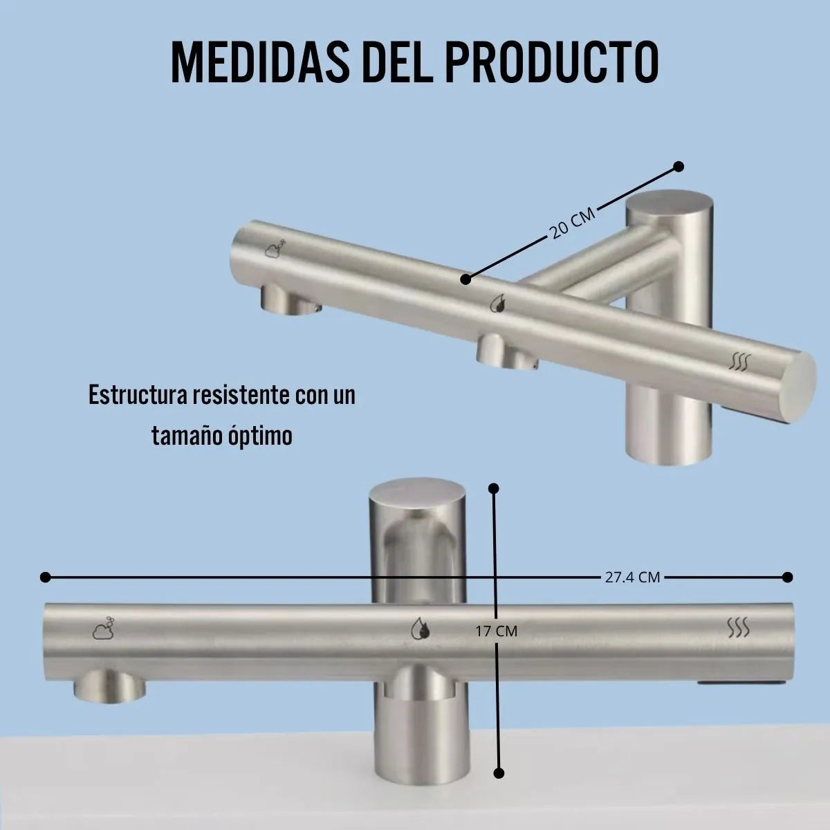 Canilla multifunción: agua, jabón y aire