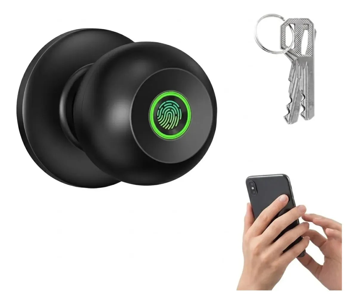 Cerradura inteligente con 3 funciones: huella, app y llaves