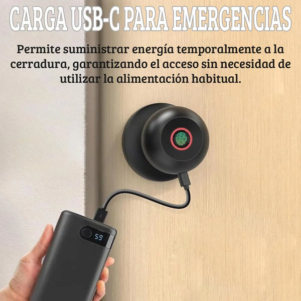 Cerradura inteligente con 3 funciones: huella, app y llaves