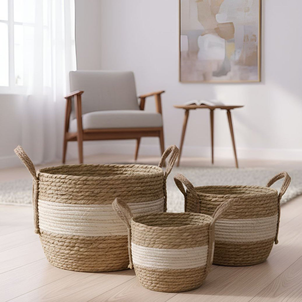 Set de 3 canastos organizadores estilo ratan
