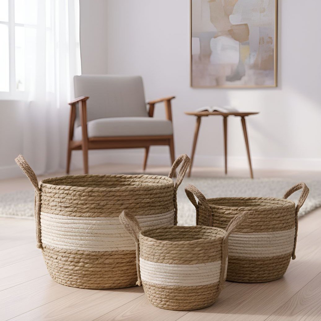 Set de 3 canastos organizadores estilo ratan
