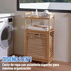 Mueble cesto organizador de bambú