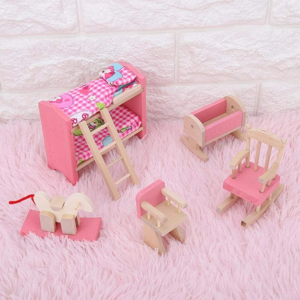 Set dormitorio infantil de juguete en madera