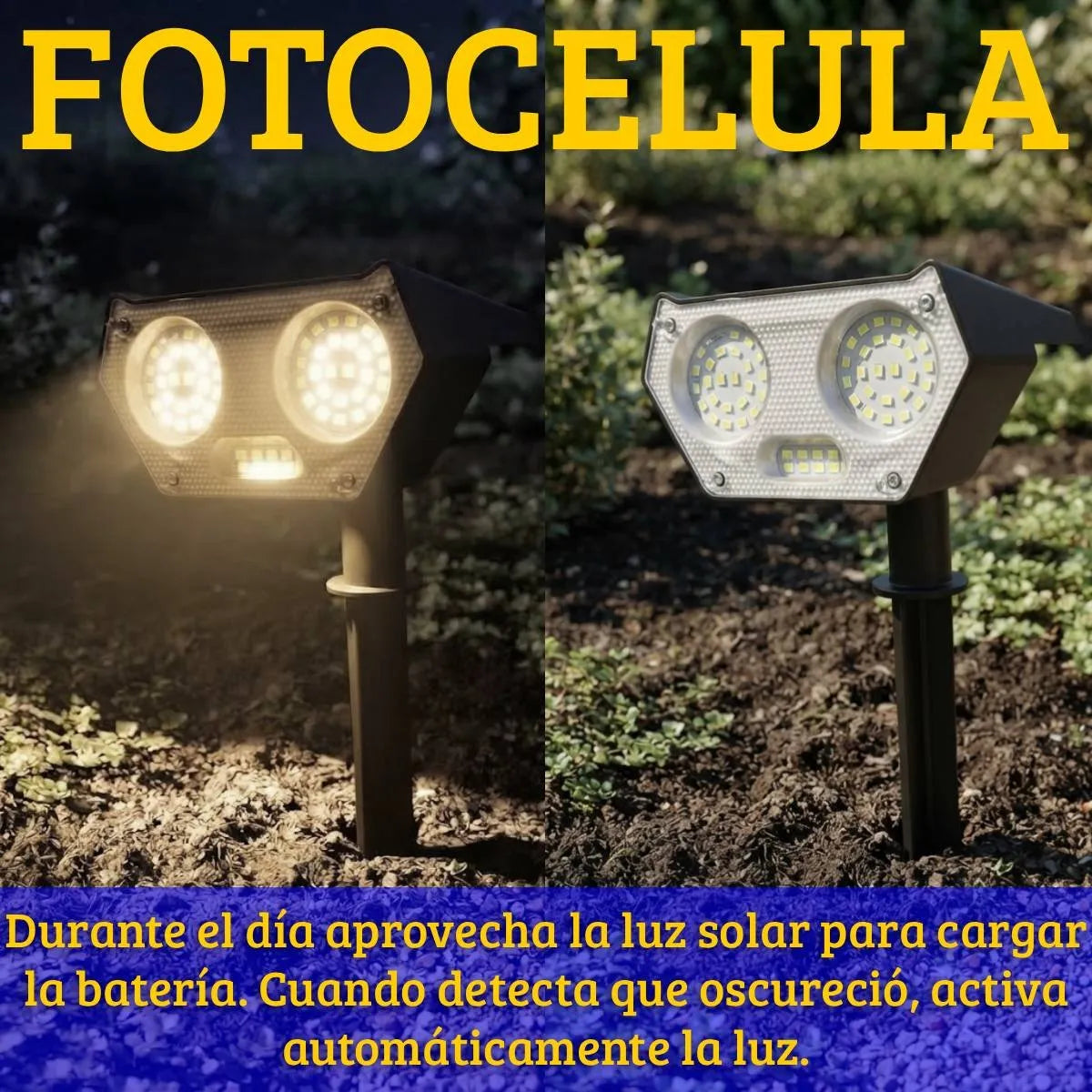 Foco luz solar LED de estaca