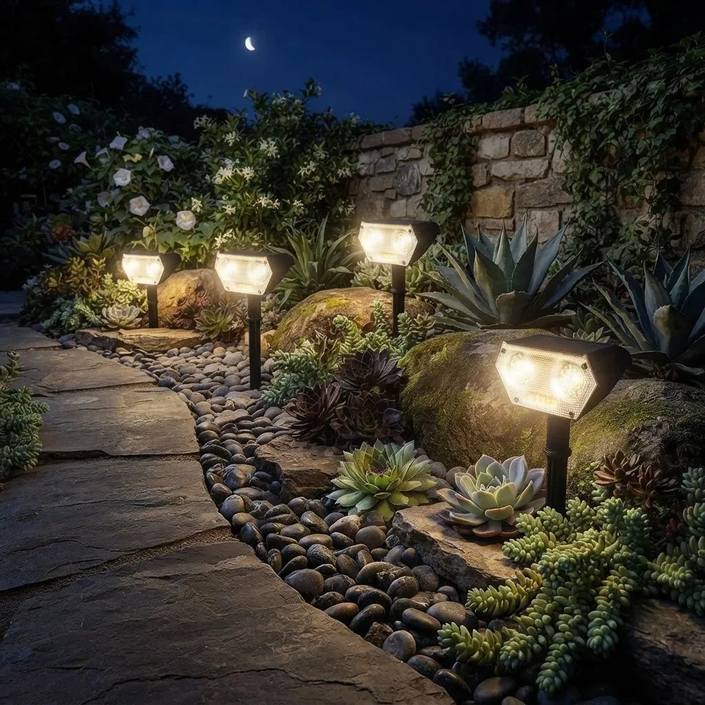 Foco luz solar LED de estaca