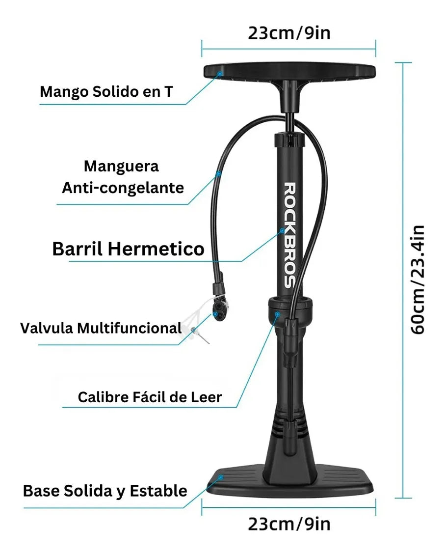 Inflador De Piso Con Medidor De Alta Presion
