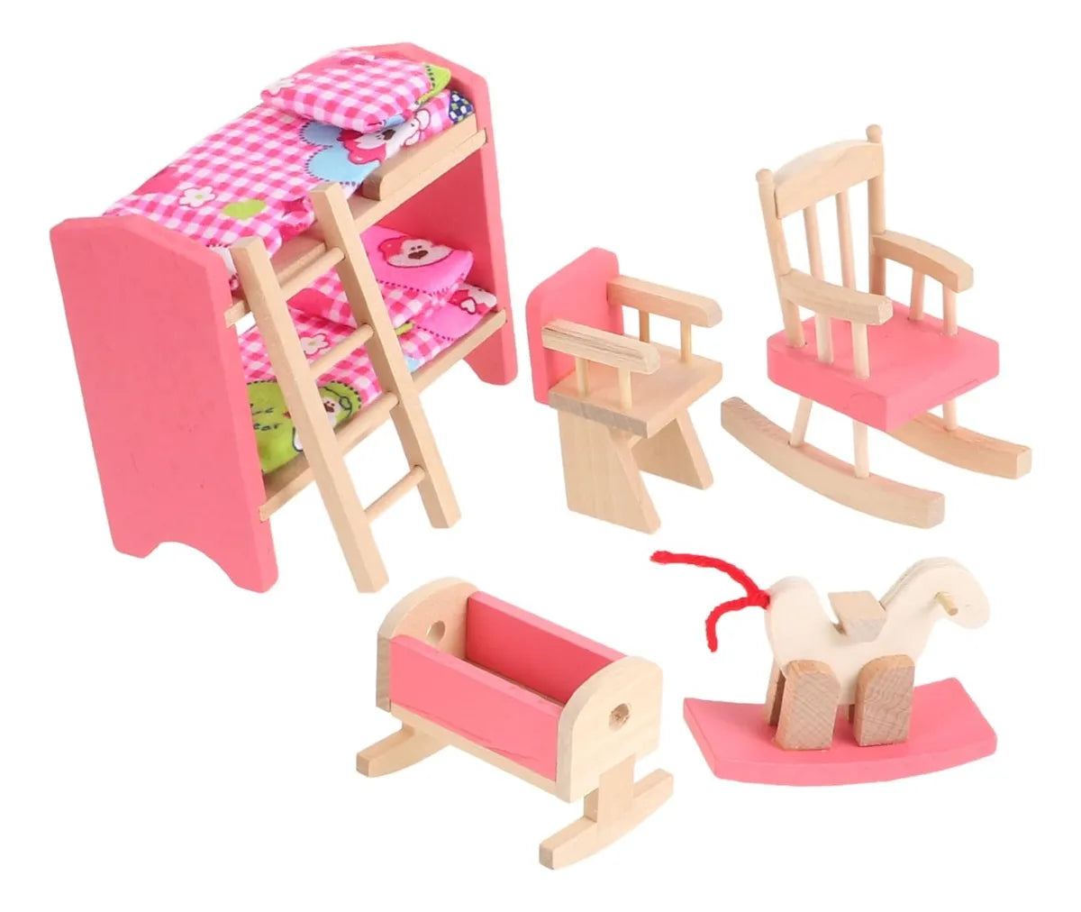 Set dormitorio infantil de juguete en madera