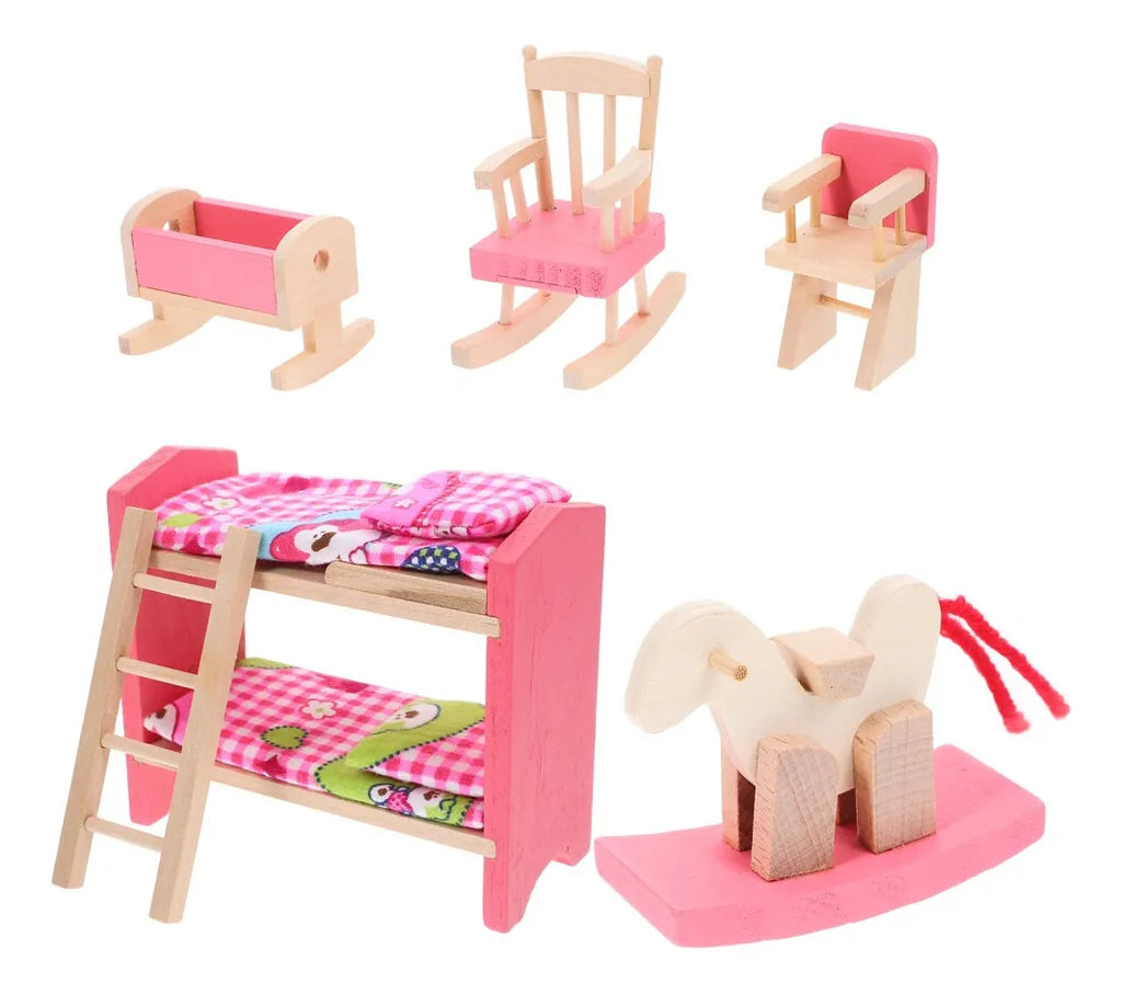 Set dormitorio infantil de juguete en madera