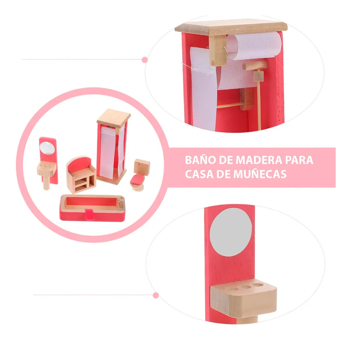 Set baño en madera de juguete
