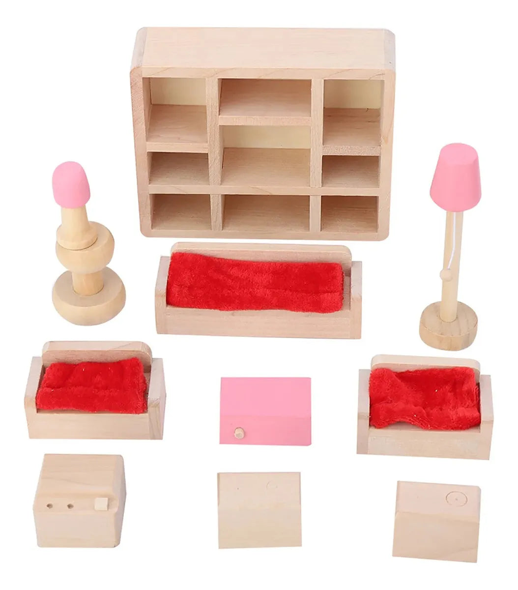 Set living en madera de juguete