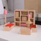 Set living en madera de juguete